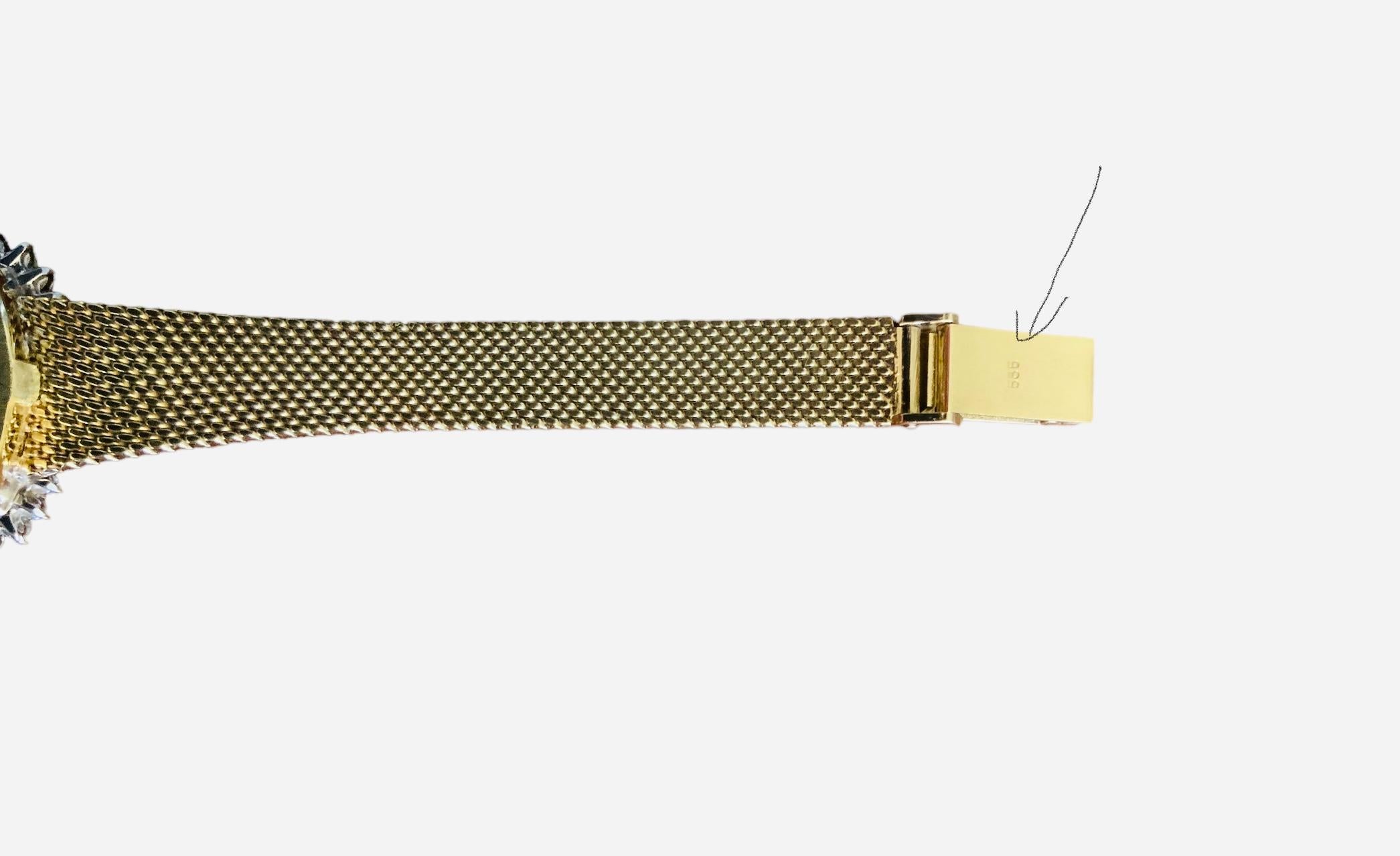 Taille ronde Montre-bracelet pour femmes en or jaune 14K Milord en vente
