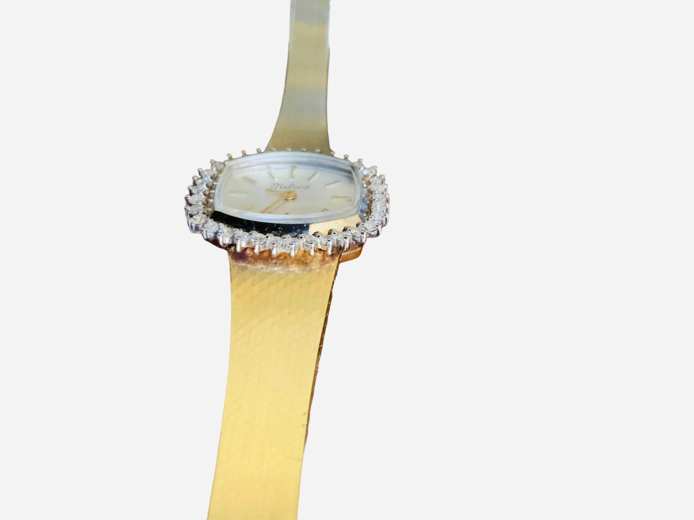 Montre-bracelet pour femmes en or jaune 14K Milord en vente 2