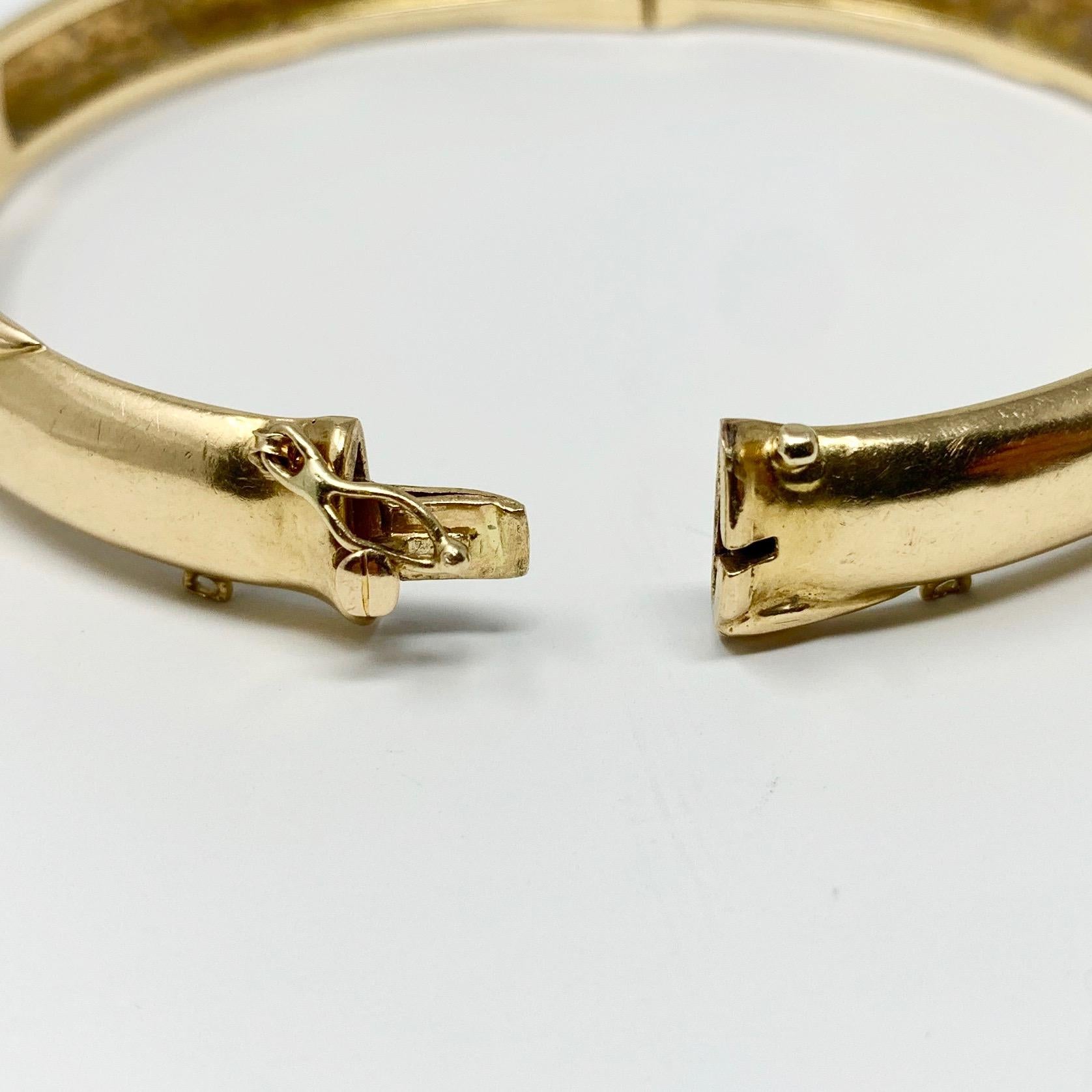 14k Yellow Gold Ming's Hawaii Bamboo Bangle Bracelet In Good Condition In Guilford, CT