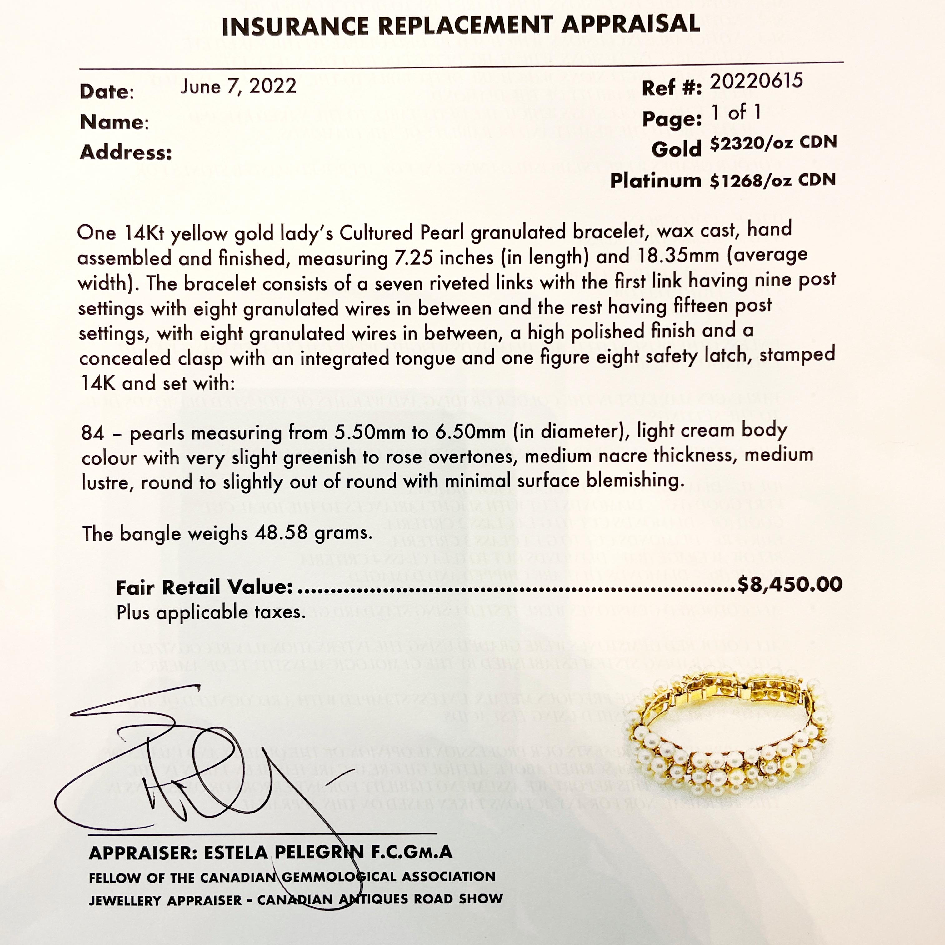 14k Yellow Gold Mings Hawaii Cultured Pearl Bracelet 1