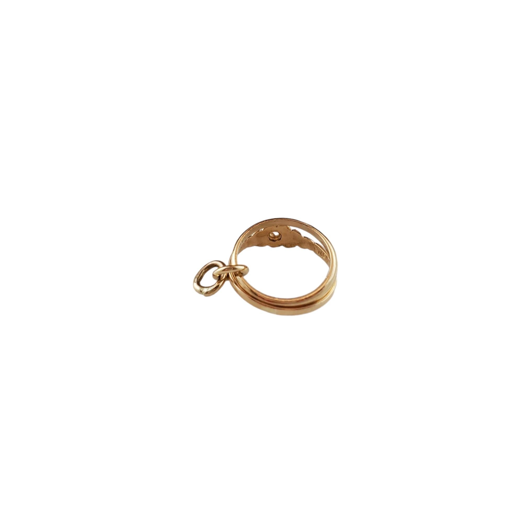 14K Yellow Gold Mini Engagement Ring & Wedding Band Charm #16284 In Good Condition For Sale In Washington Depot, CT