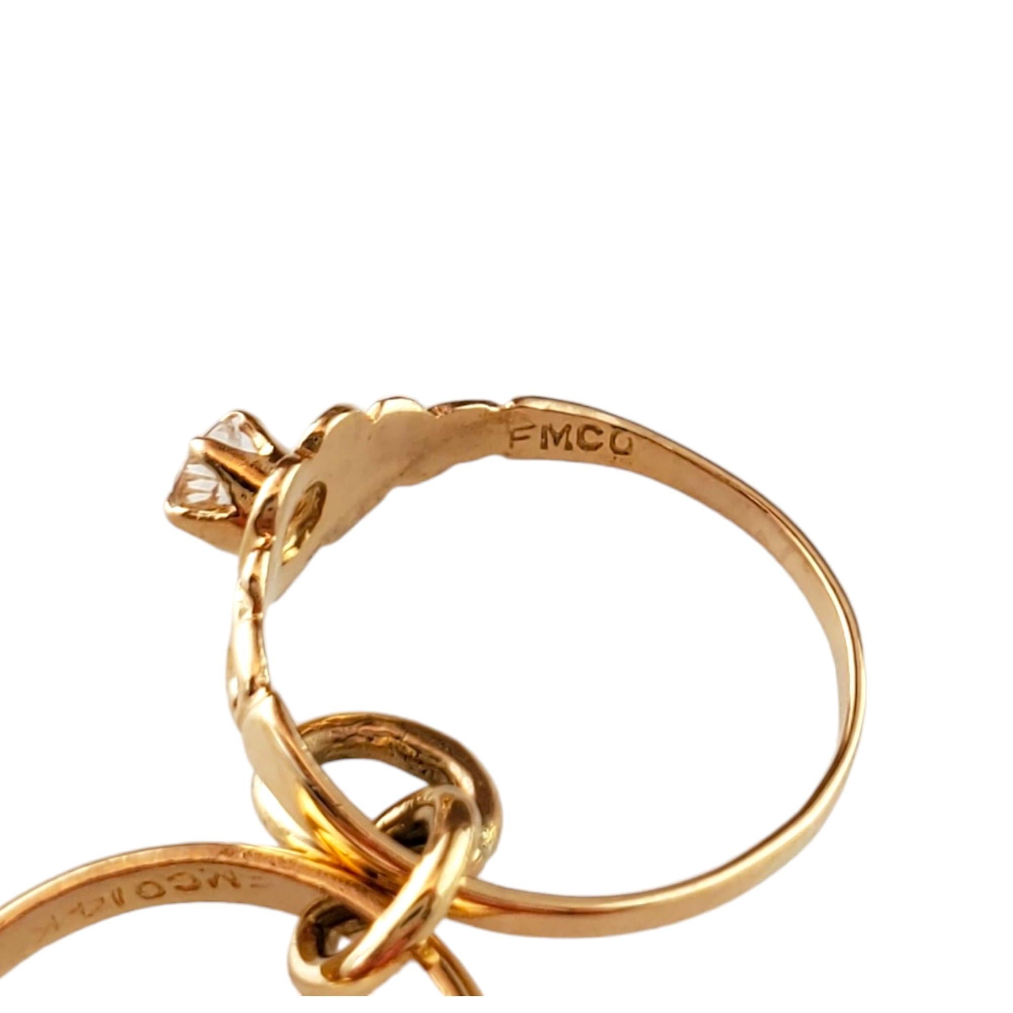 14K Gelbgold Mini-Verlobungsring & Ehering Charm #16284 im Angebot 2