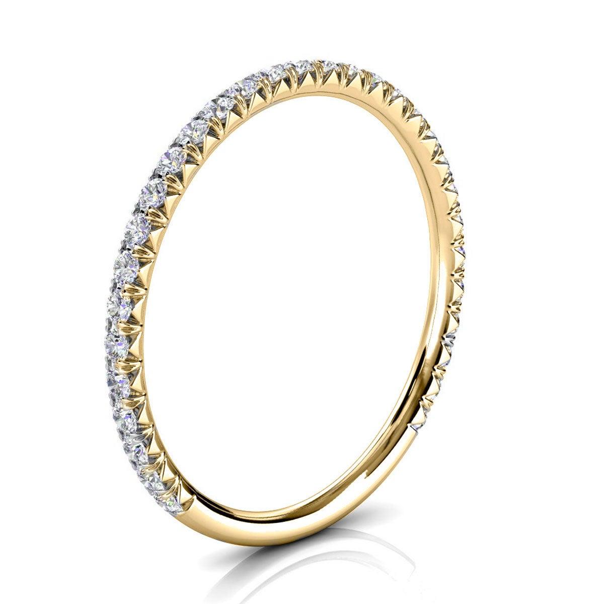 For Sale:  14k Yellow Gold Mini GIA French Pave Diamond Ring '1/4 Ct. Tw' 2