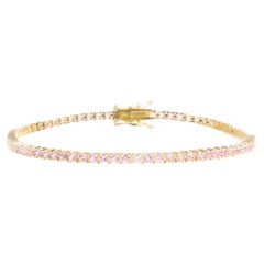 14k Yellow Gold Mini Pink Sapphire and Diamond Bracelet