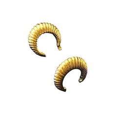 14K Yellow Gold Mini Ribbed Hoops