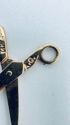 14K Yellow Gold Mini Scissors Charm Pendant, Functional Design, 1980
