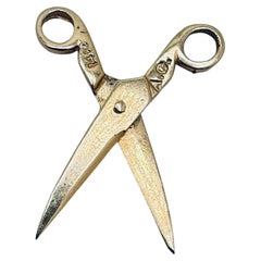 14K Yellow Gold Mini Scissors Charm Pendant, Functional Design, 1980