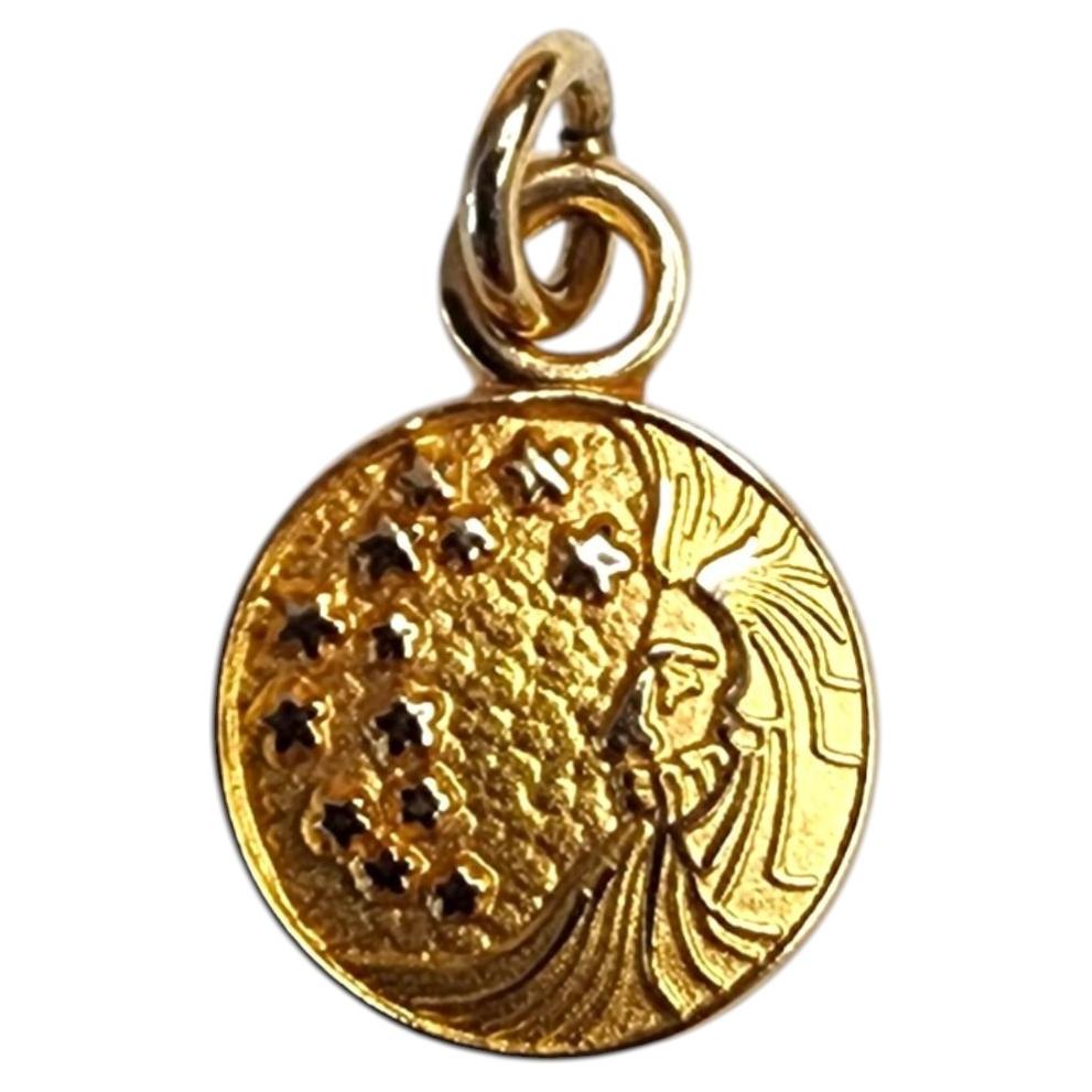 14K Yellow Gold Miniature Celestial Medallion Charm #25461