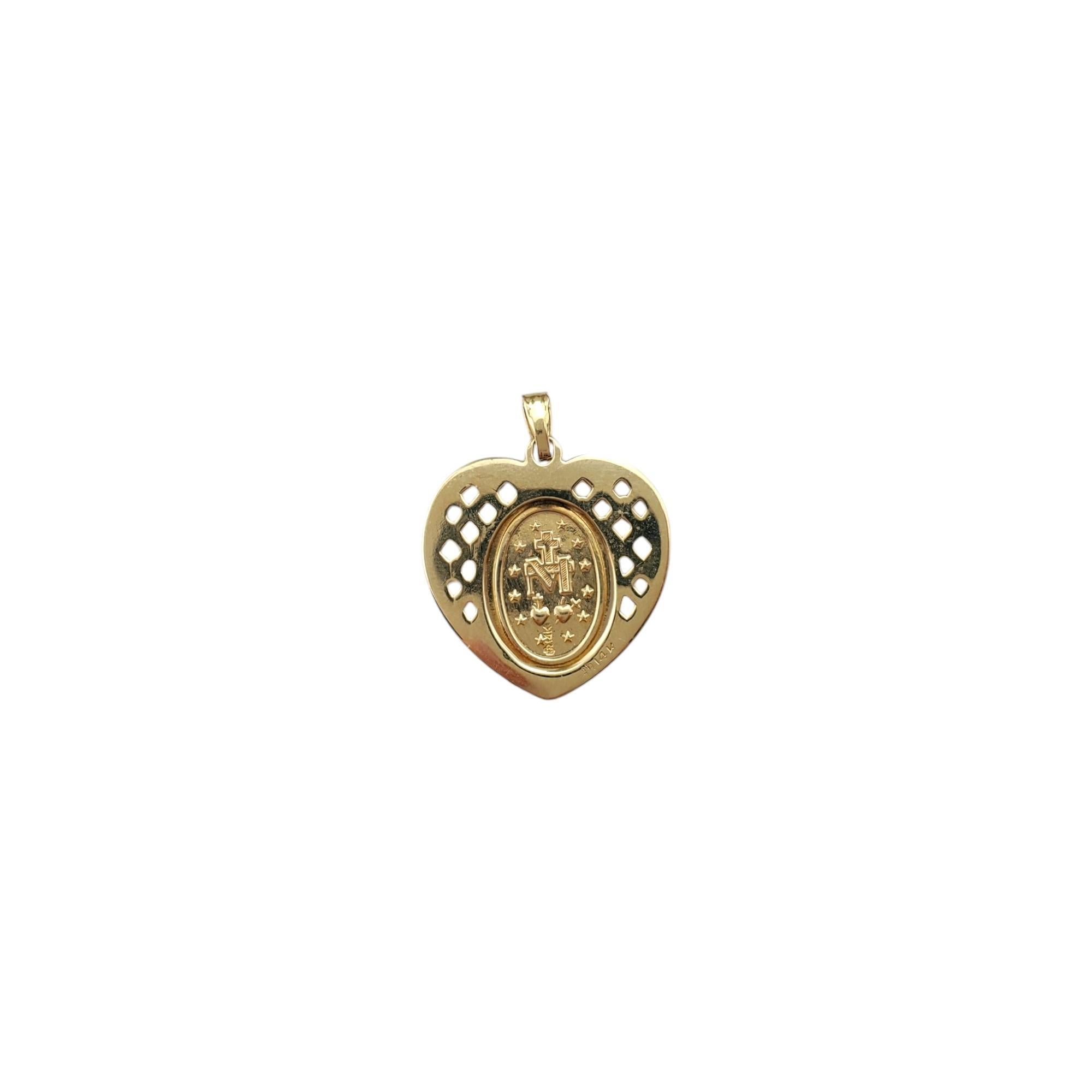 14K Yellow Gold Miracle of the Miraculous Heart Pendant #17436 In Good Condition For Sale In Washington Depot, CT