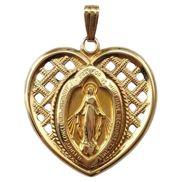 14K Yellow Gold Miracle of the Miraculous Heart Pendant #17436 For Sale