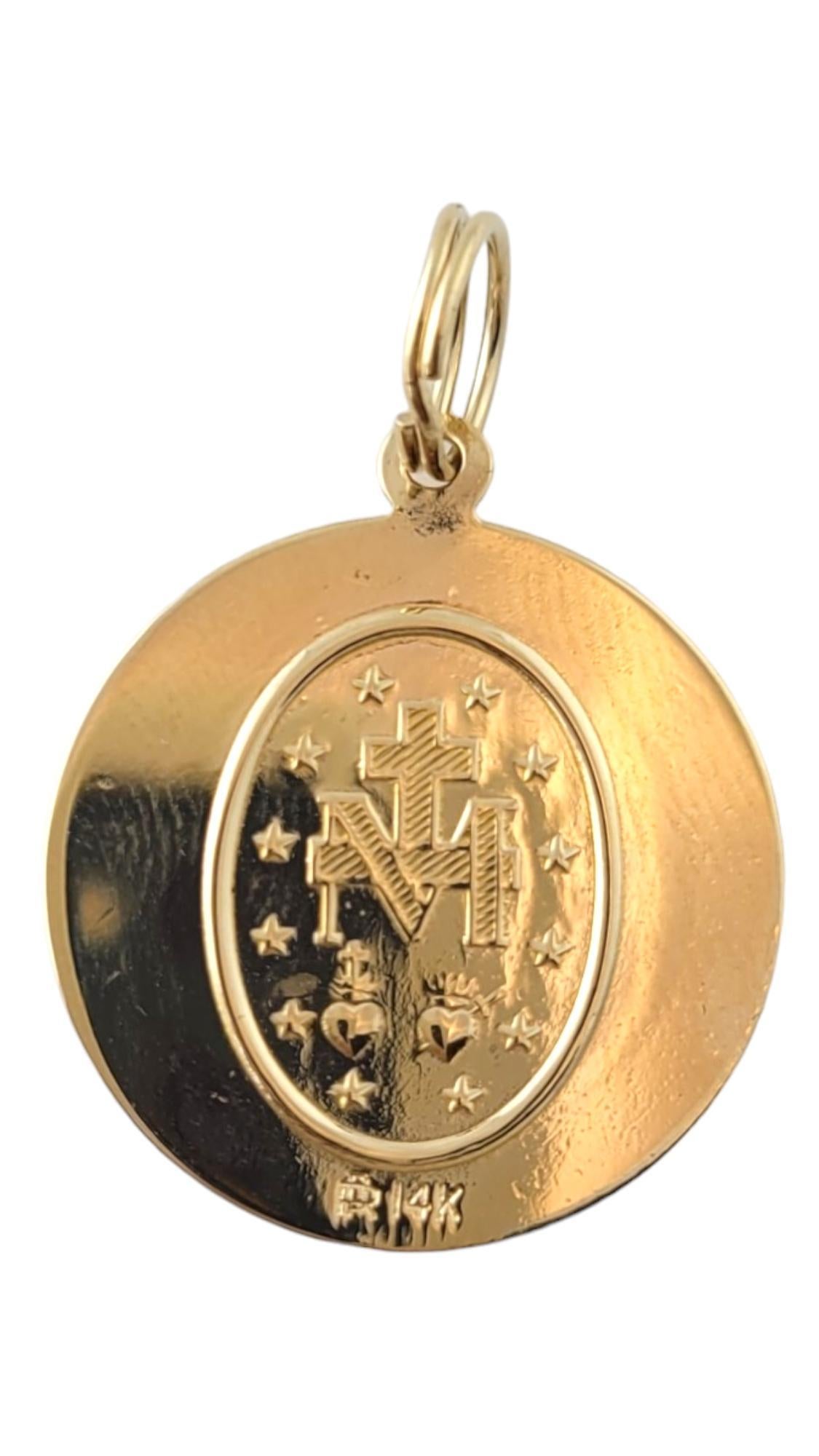 14K Yellow Gold Miraculous Mary Pendant #16879 In Good Condition For Sale In Washington Depot, CT