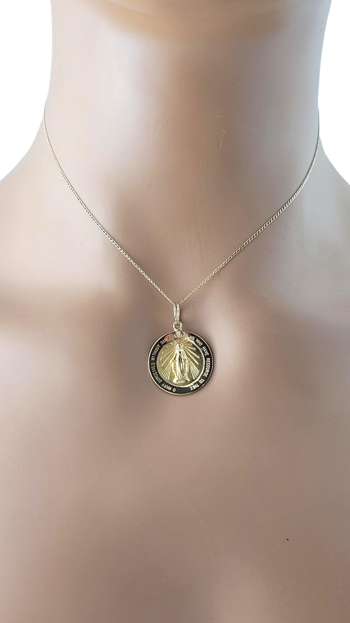 14K Yellow Gold Miraculous Mary Pendant #16879 For Sale 2