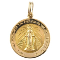 14K Yellow Gold Miraculous Mary Pendant #16879