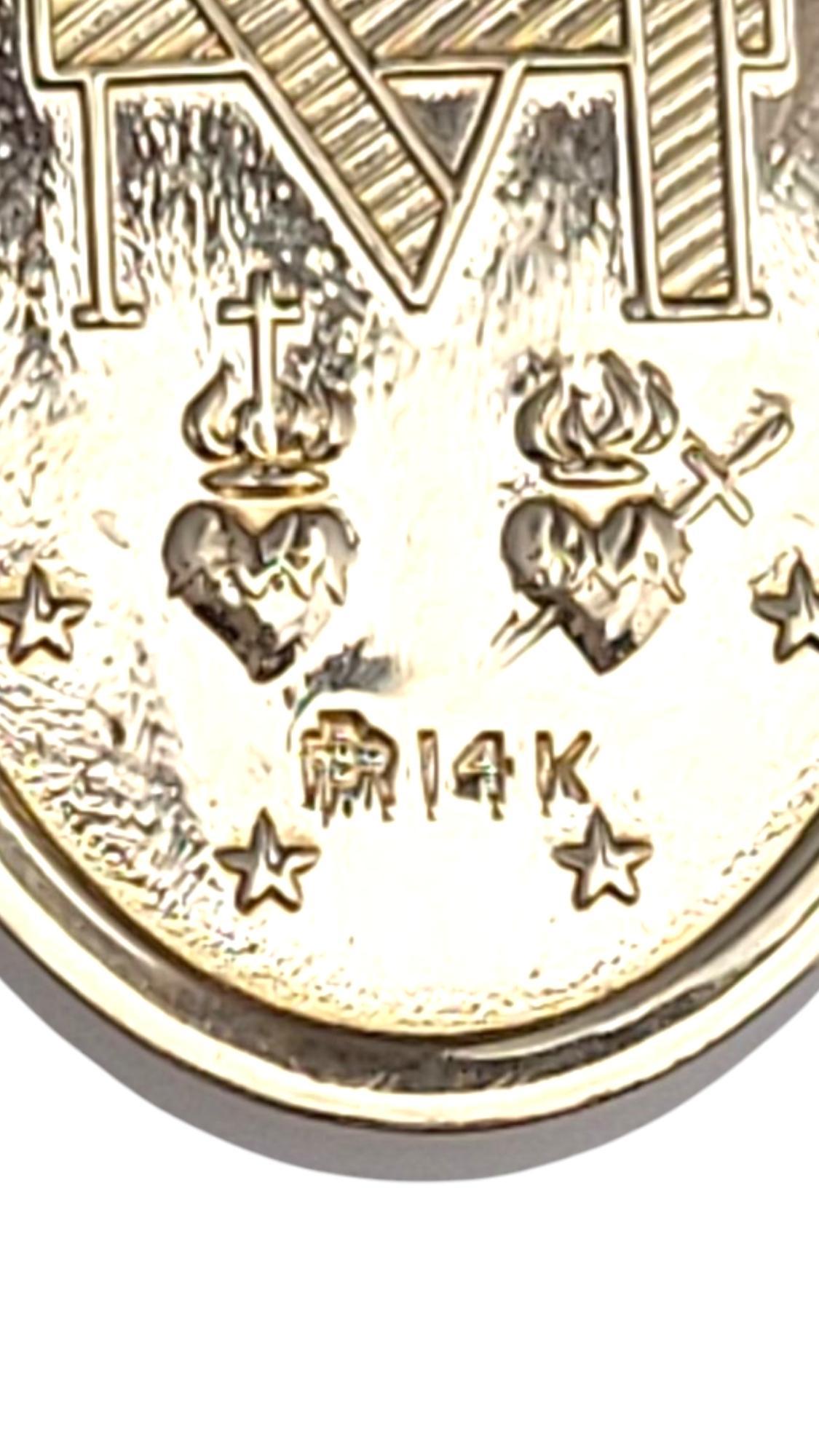 14K Yellow Gold Miraculous Medal Pendant #21074 In Good Condition In Washington Depot, CT