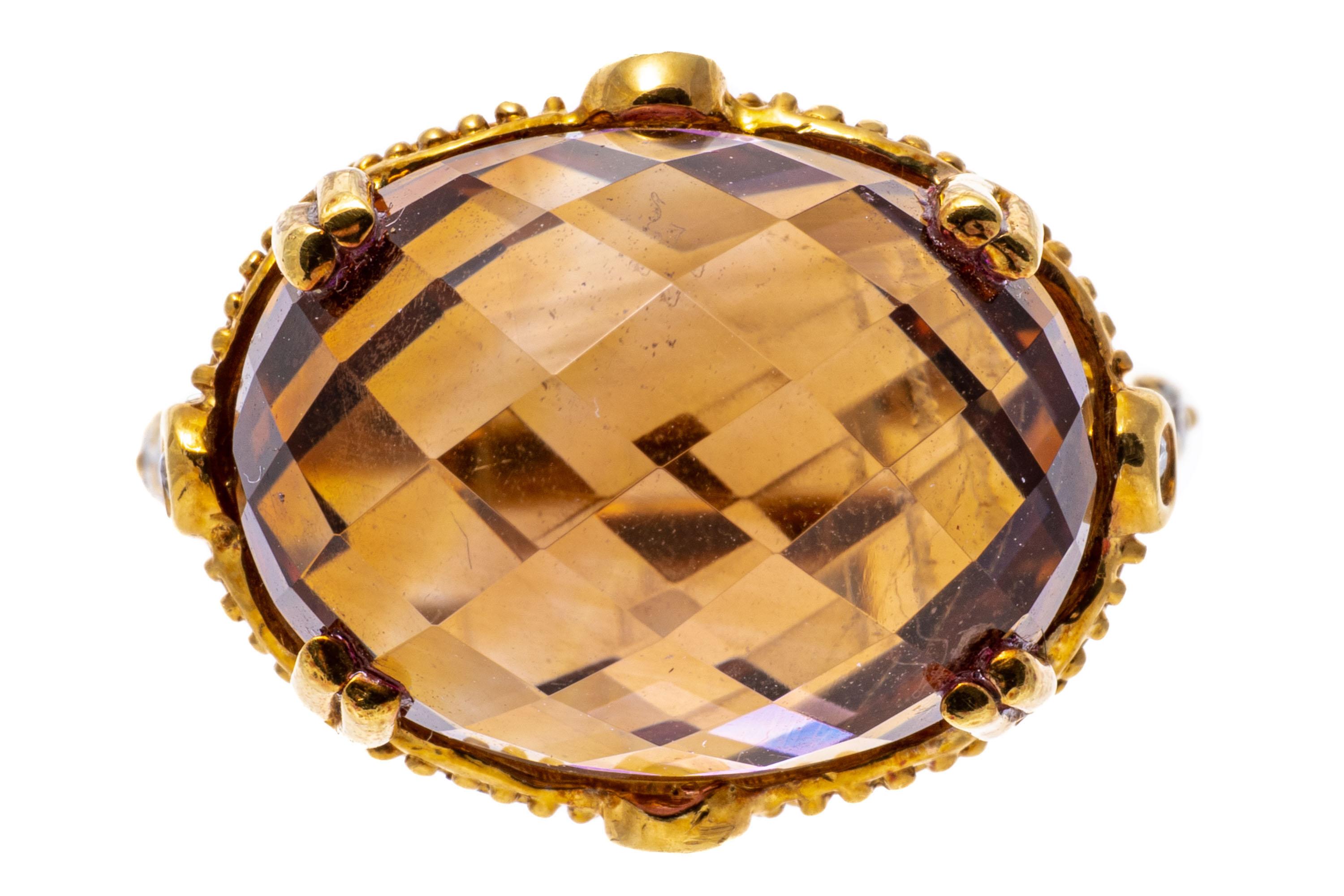Bague en or jaune 14 carats avec améthyste et citrine en forme de miroir et diamants Pour femmes en vente