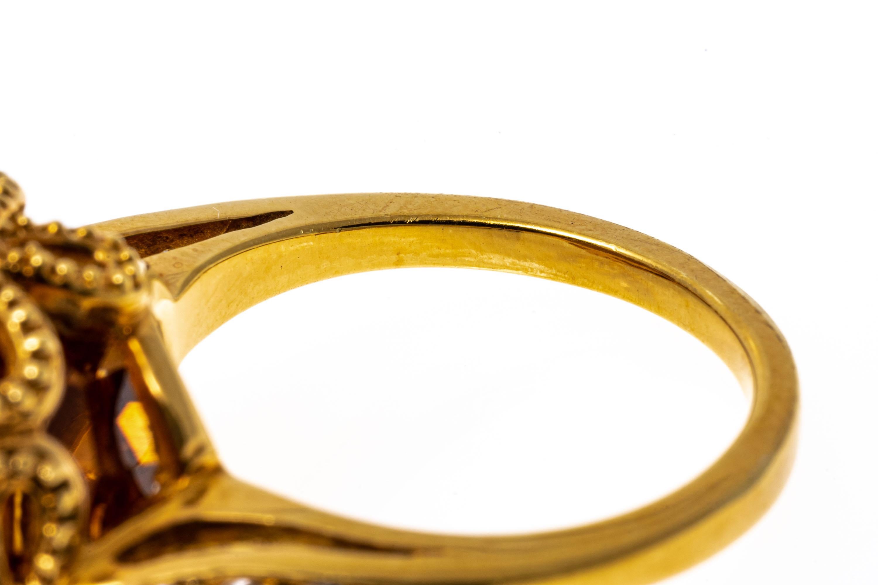 14 Karat Gelbgold Spiegel Bild Amethyst und Citrin Ring mit Diamanten im Angebot 1