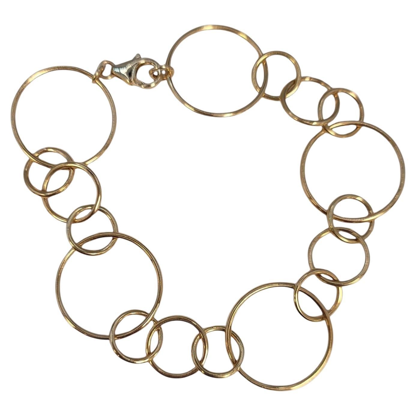 Bracciale A Link con cerchi misti in oro giallo 14k #23114 in vendita