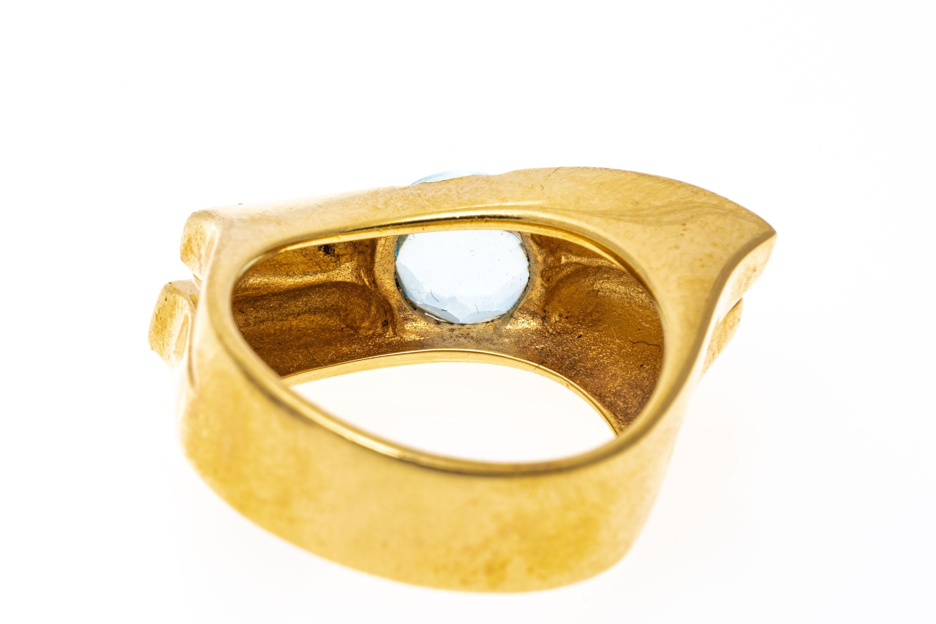 Round Cut 14k Yellow Gold Mixed Cut Light Blue Topaz Contemporary Wide Ring For Sale