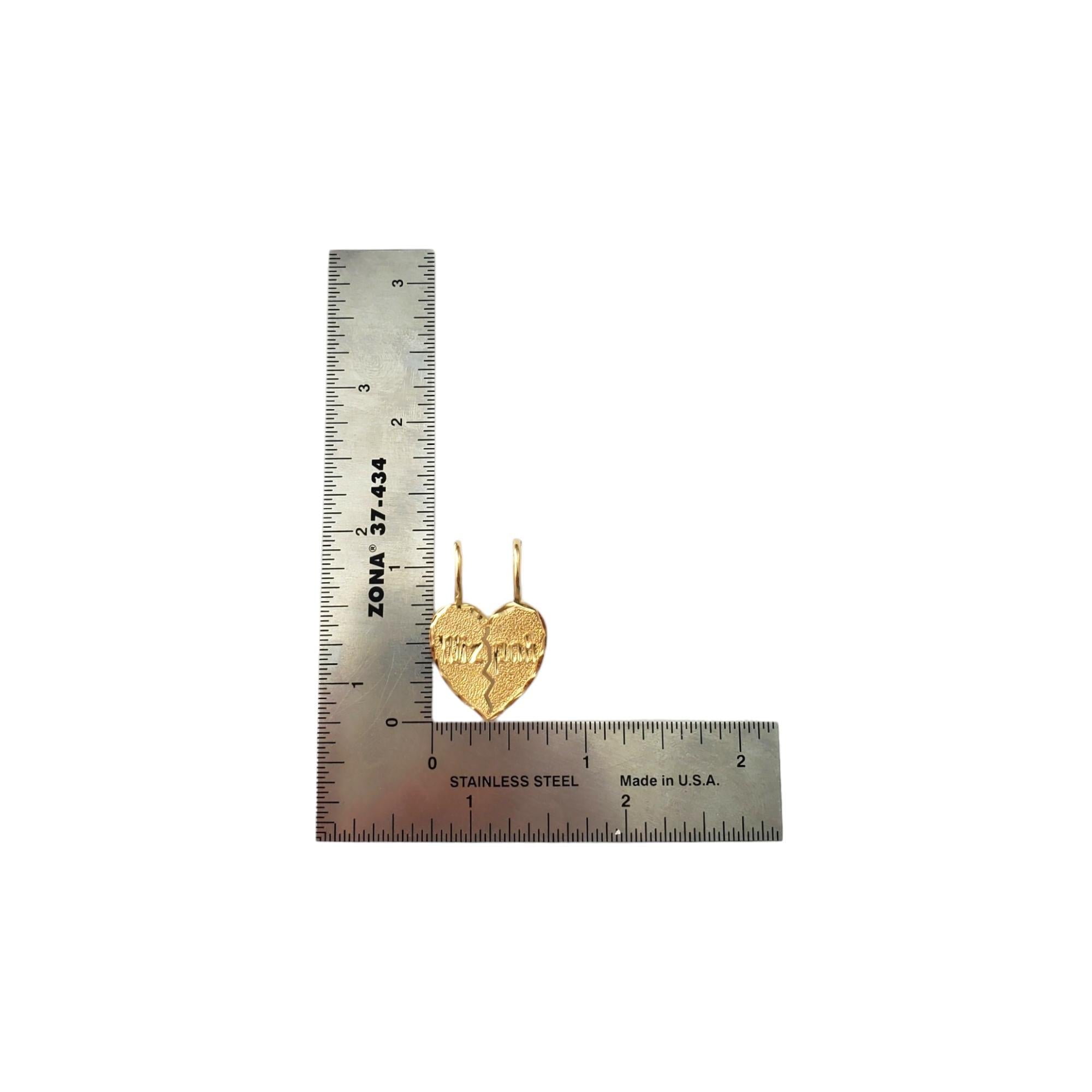 14K Yellow Gold Mizpah Heart 2 Piece Charm #17187 For Sale 3