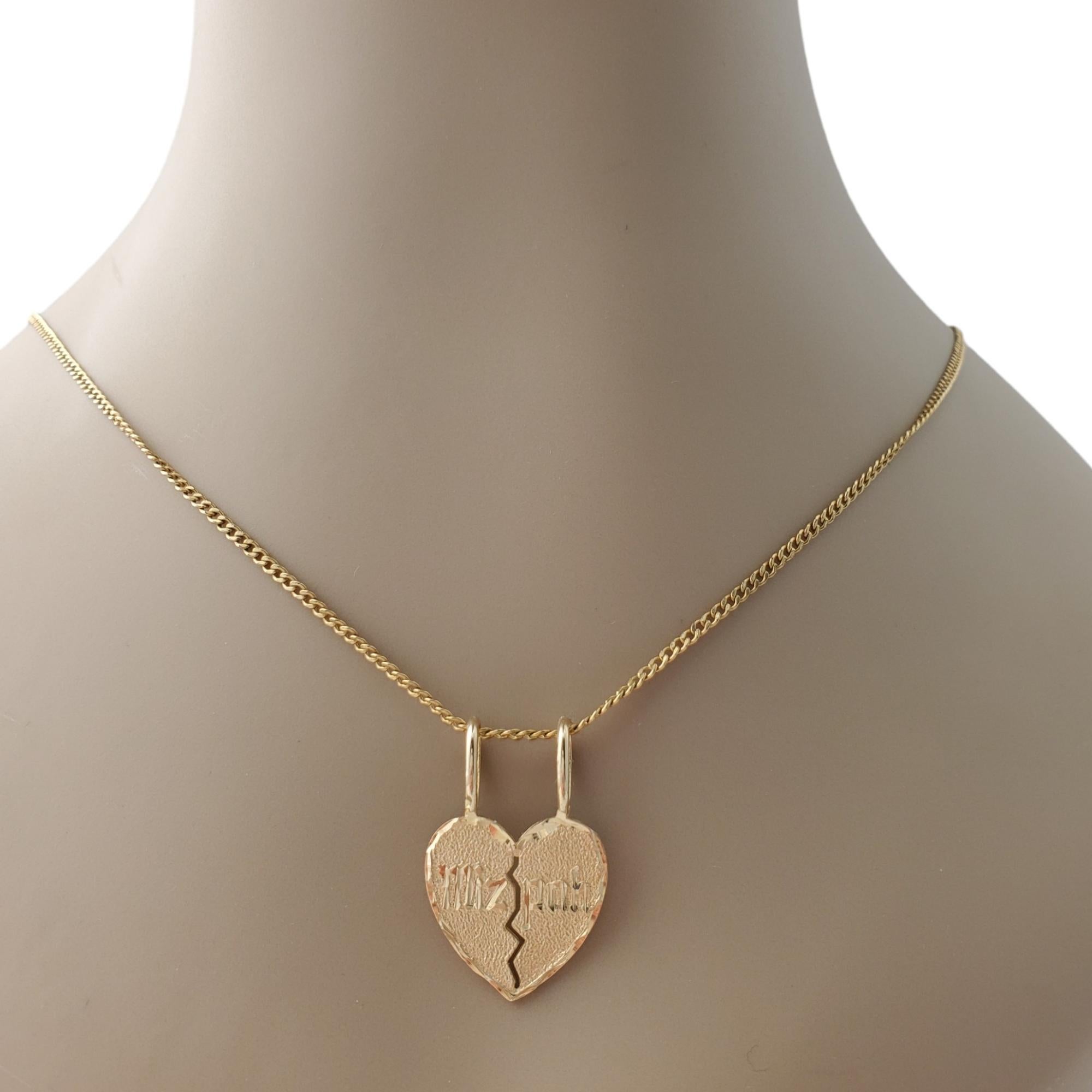 14K Yellow Gold Mizpah Heart 2 Piece Charm #17187 For Sale 4