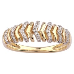 14K Yellow Gold Modern 0.17ct Diamond Chevron Ring