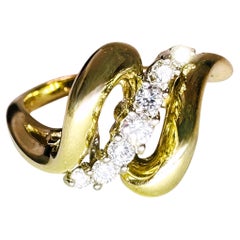 Anello moderno in oro giallo 14K con diamante taglio Brilliante da 0,35 carati Misura 8