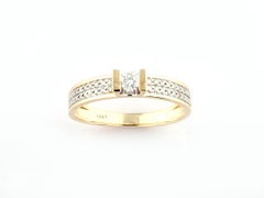 14K Yellow Gold Modern Bar-Set Diamond Ring, 0.26ct