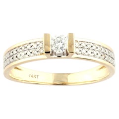 14K Yellow Gold Modern Bar-Set Diamond Ring, 0.26ct