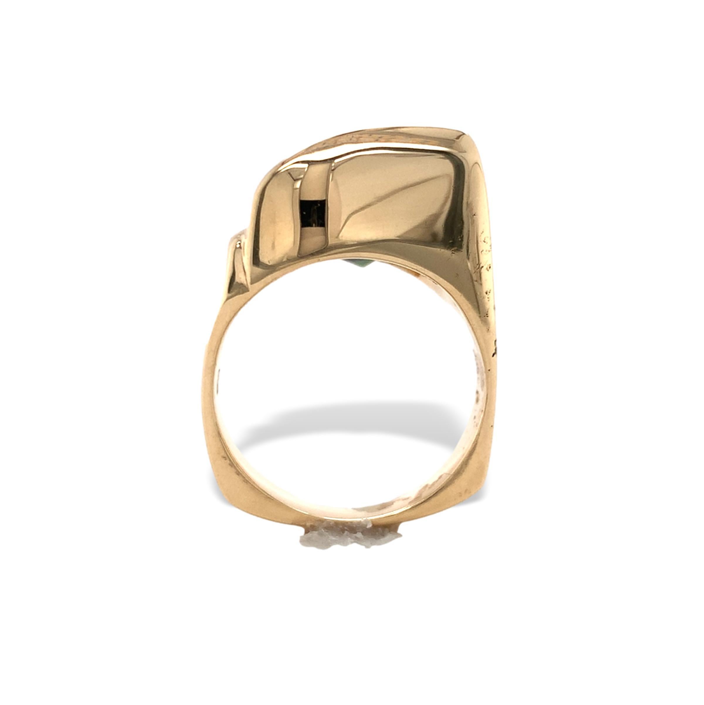 Anello moderno in oro giallo 14K con tormalina verde personalizzato In condizioni buone in vendita a Big Bend, WI