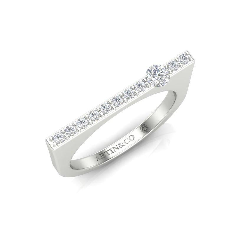 14K Gelbgold Moderner stapelbarer Bar-Diamant-Ring mit Dainty Bar Damen im Angebot