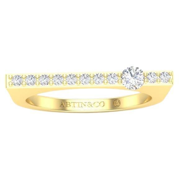 14K Gelbgold Moderner stapelbarer Bar-Diamant-Ring mit Dainty Bar im Angebot