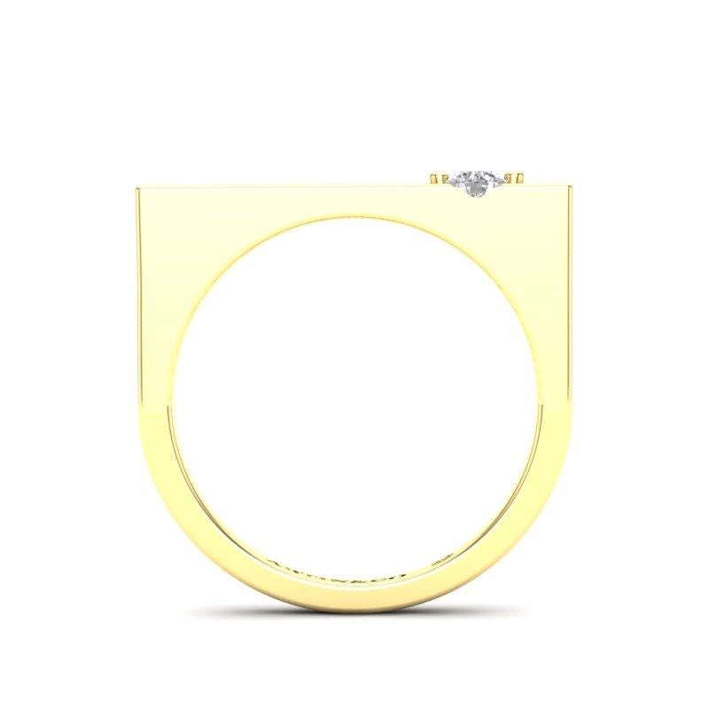 14K Gelbgold Moderner stapelbarer Dainty Bar Single Diamant-Ring im Angebot 2
