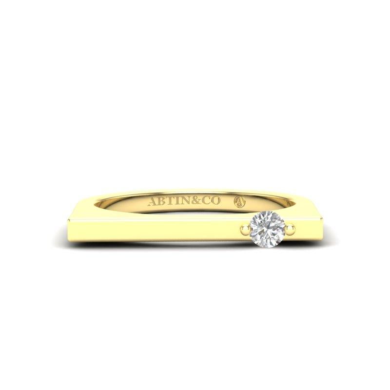 14K Gelbgold Moderner stapelbarer Dainty Bar Single Diamant-Ring im Angebot 3