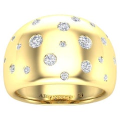 14K Yellow Gold Modern Fancy Dome Bezel Diamond Ring Band