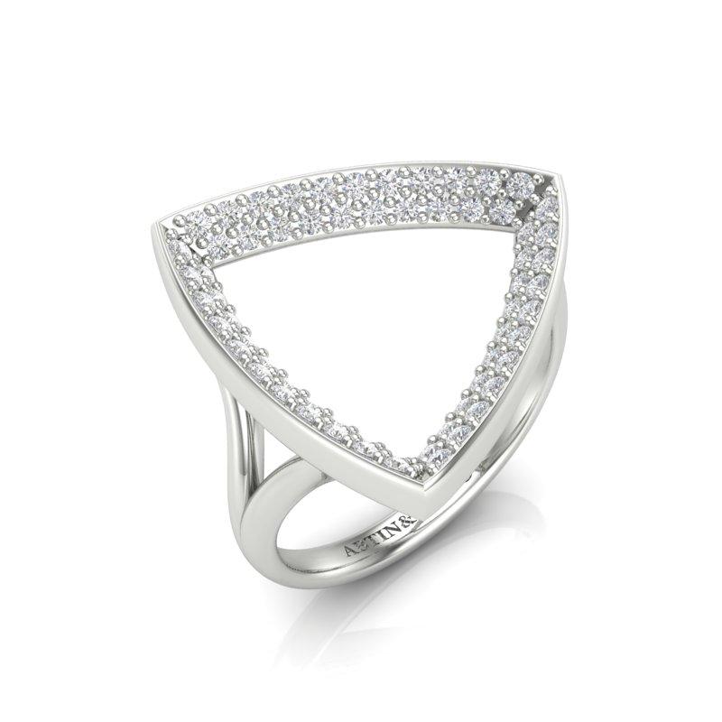 Women's 14K Yellow Gold Modern Geometric Fancy Diamond Band Ring For Sale