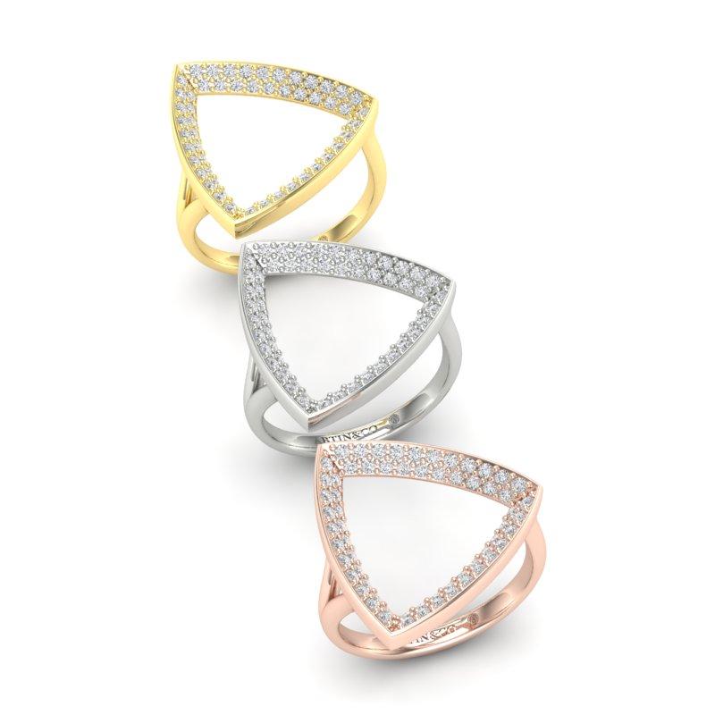 14K Yellow Gold Modern Geometric Fancy Diamond Band Ring For Sale 4