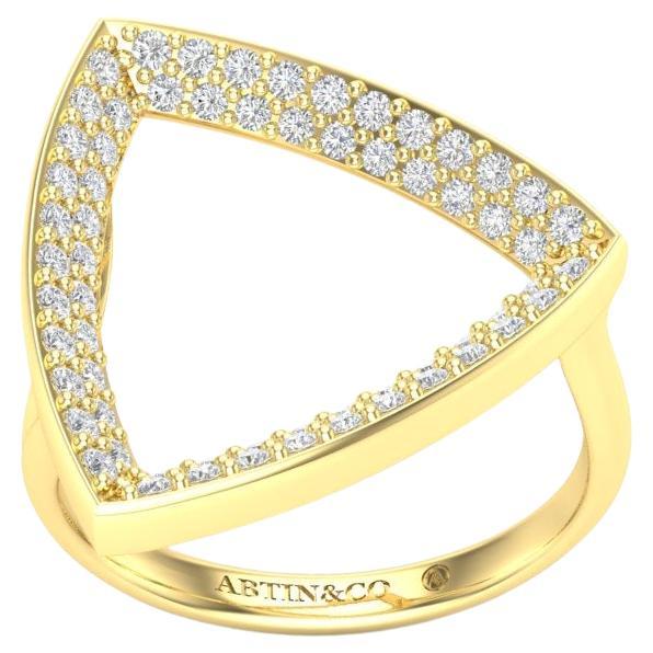 14K Yellow Gold Modern Geometric Fancy Diamond Band Ring For Sale