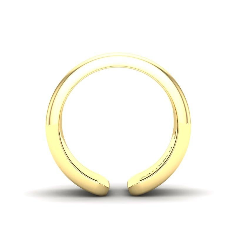 14K Yellow Gold Modern Open Cigar Diamond Band Ring For Sale 1