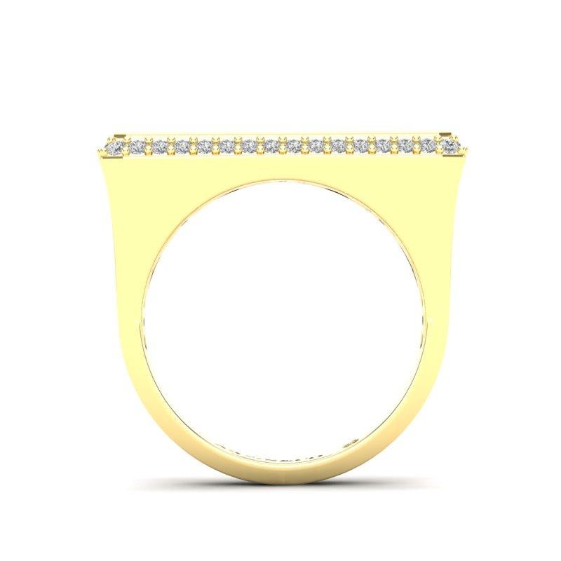 14K Gelbgold Moderner Pave Set Diamant Bar Stapelbarer Ehering im Angebot 2