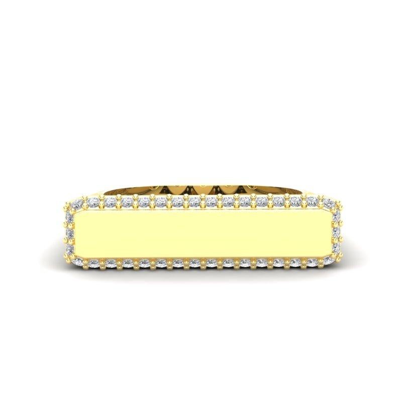 14K Gelbgold Moderner Pave Set Diamant Bar Stapelbarer Ehering im Angebot 3