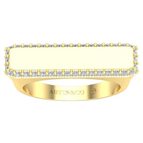 14K Gelbgold Moderner Pave Set Diamant Bar Stapelbarer Ehering im Angebot