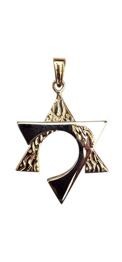14K Yellow Gold Modern Star of David Pendant #25258