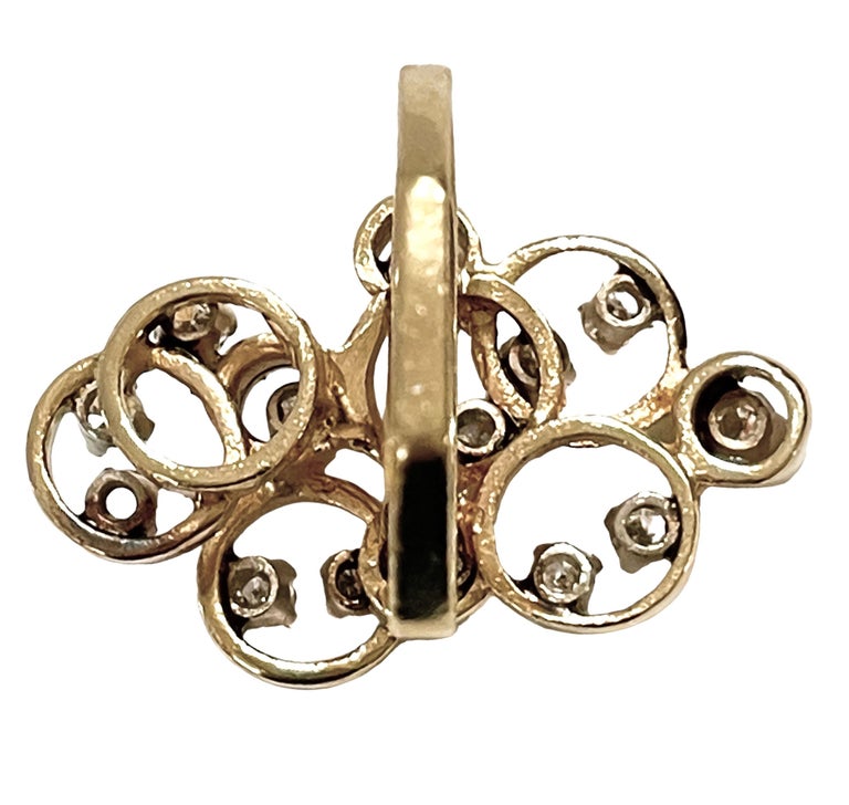 14k Yellow Gold Modernist Circle Diamond Ring with Appraisal For Sale ...