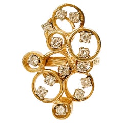 14k Yellow Gold Modernist Circle Diamond Ring with Appraisal