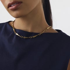 14k yellow gold modernist tapered bar link necklace
