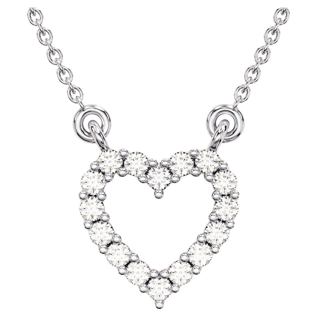 Art Deco 14k yellow gold Moissanite Heart Necklace  Anniversary Gift For Women. For Sale