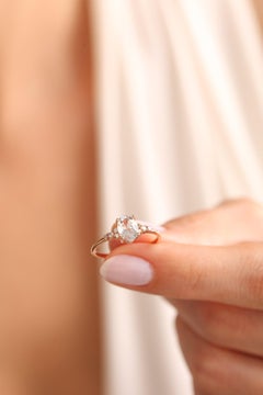 14k Yellow gold Moissanite Ring For Women Minimalist Jewelry Gift .