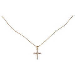 14k yellow gold Moissanite Silver Cross Necklace Pendant Moissanite Necklace