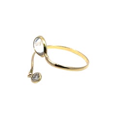 14k Yellow Gold Moonstone & Diamond Ring