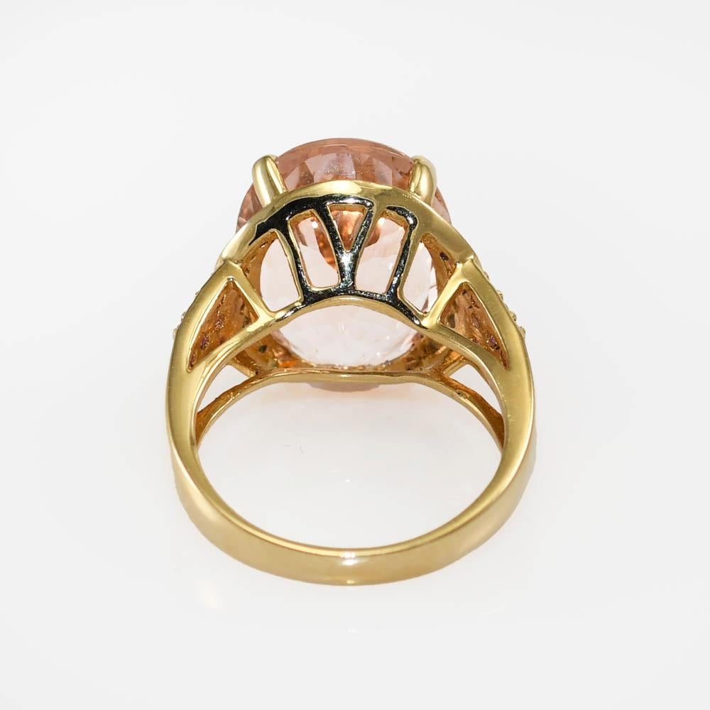 14K Gelbgold Morganit Ring, 5,8g (Ovalschliff) im Angebot
